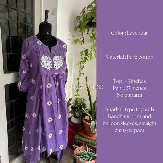 Sunandha - Lavendar Cotton kurti pant set