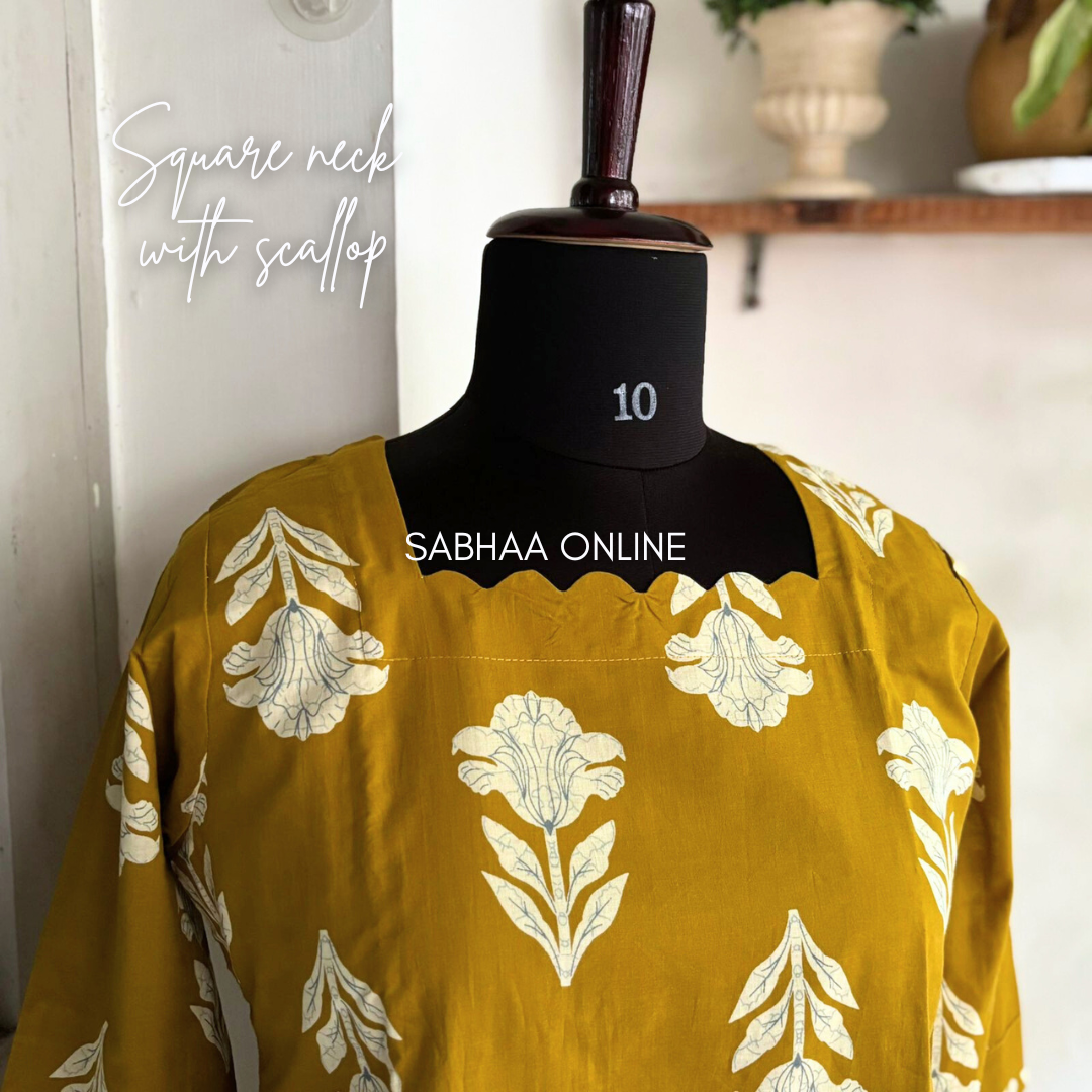 Varuna - Yellow Cotton kurti 3pc set with lining (Relaxed fit) - LN 18