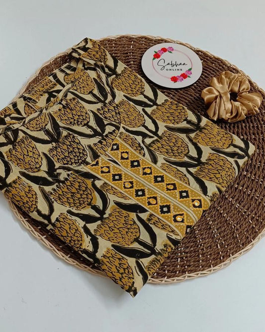 Ibru - Yellow Kalamkari Cotton kurti