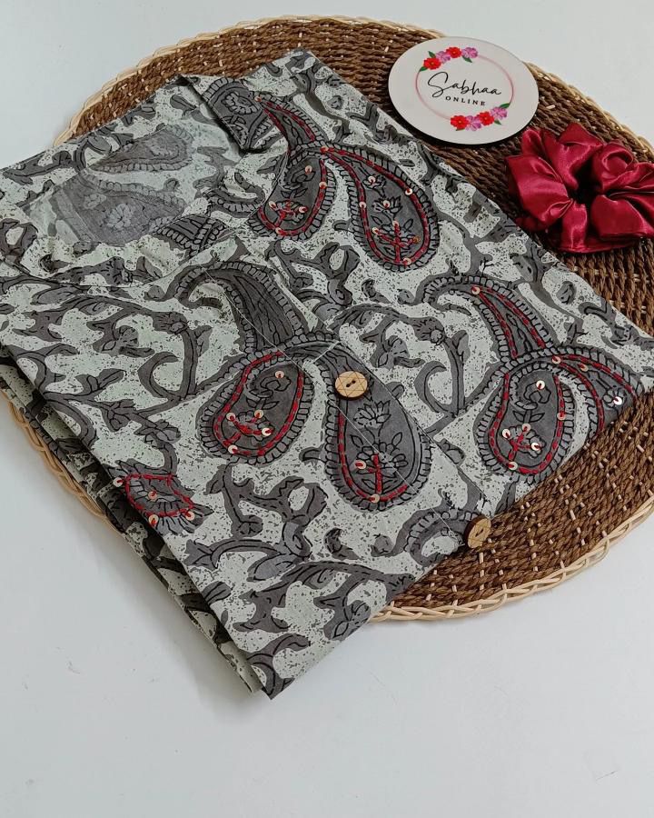 Anora - Grey Kalamkari Cotton kurti