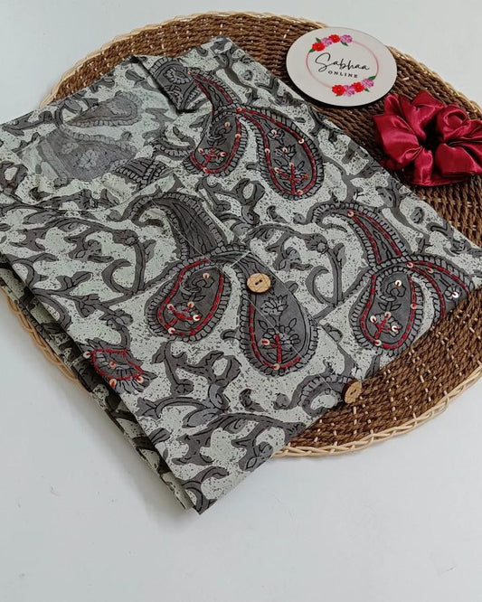 Anora - Grey Kalamkari Cotton kurti