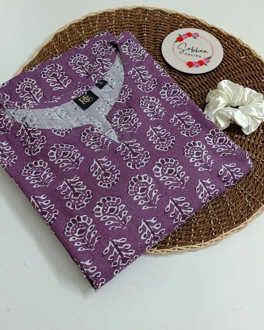 Purple Cotton Single Kurti