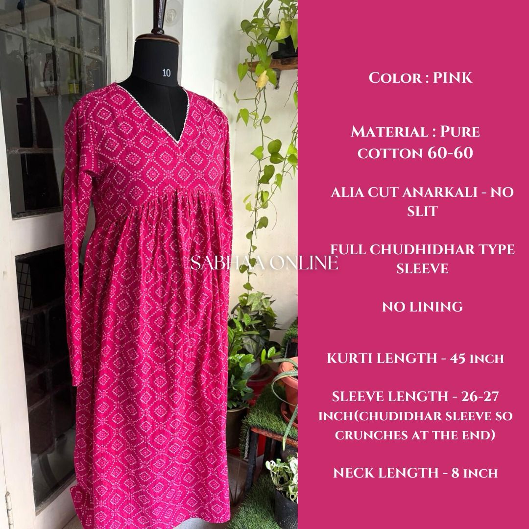 Mary - Pink Cotton Alia cut Anarkali
