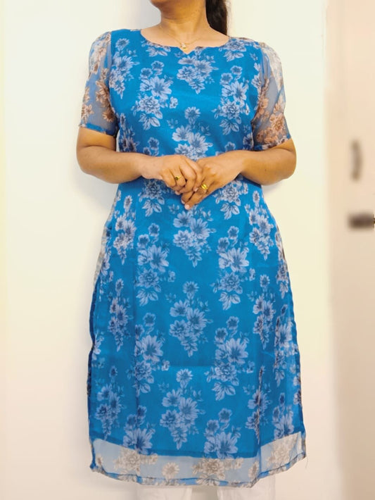 Viona - Blue Organza Kurti with lining