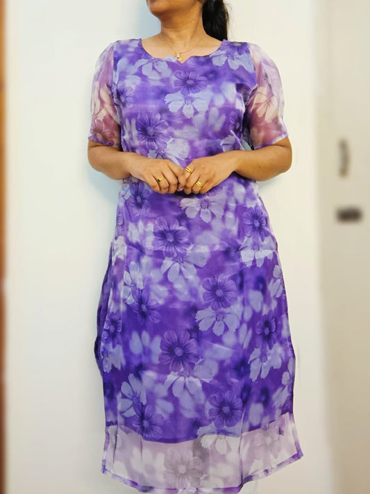 Shama - Purple Organza Kurti with lining