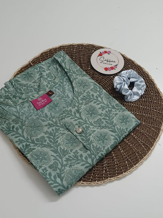 Teal Rayon Single Kurti