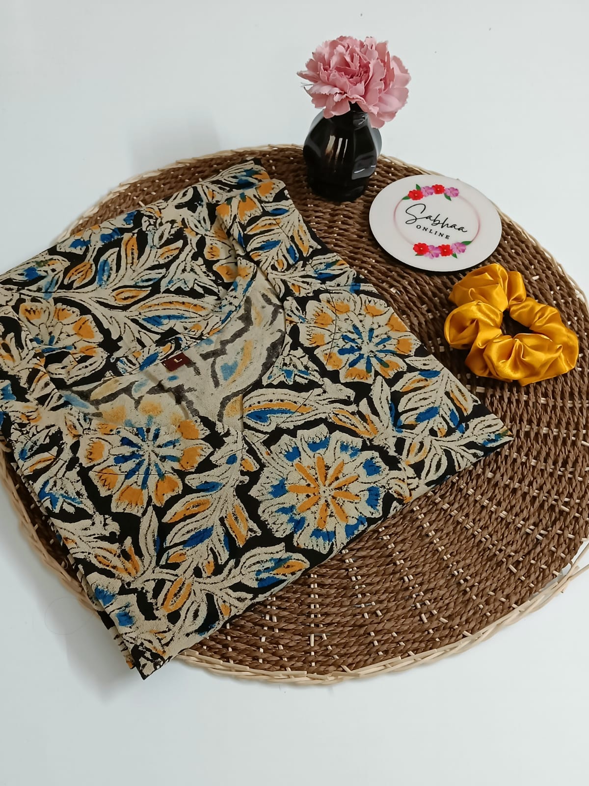 Black Kalamkari Cotton Short Kurti