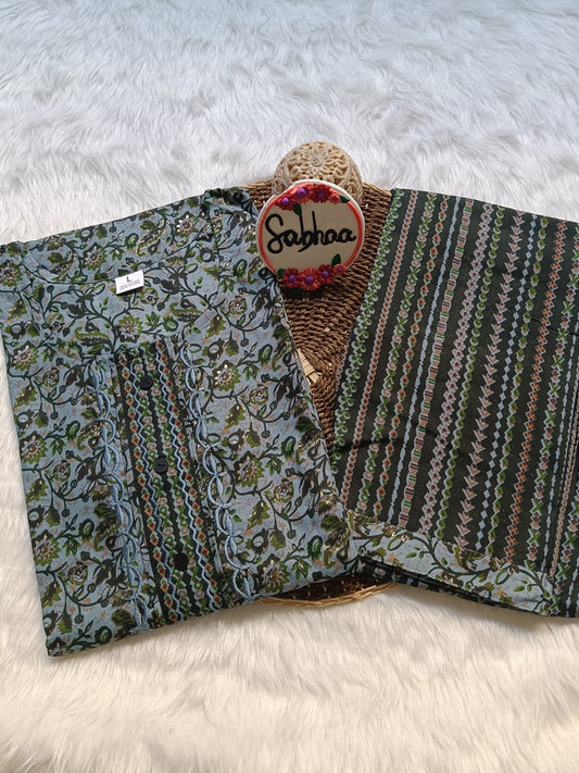 Blue Rayon Kurti pant set