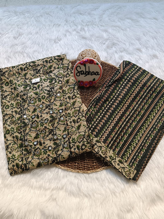 Green Rayon Kurti pant set