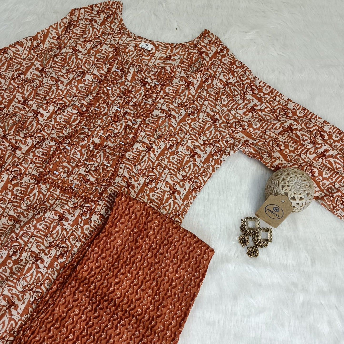 Orange - Rayon Kurti Pant set