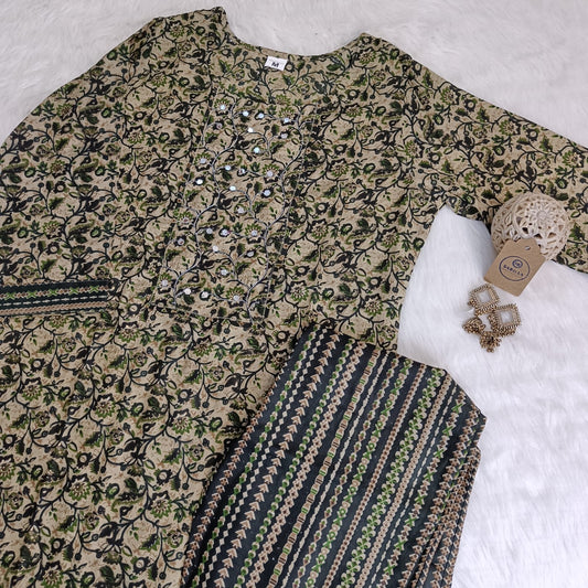 Green Rayon Kurti pant set