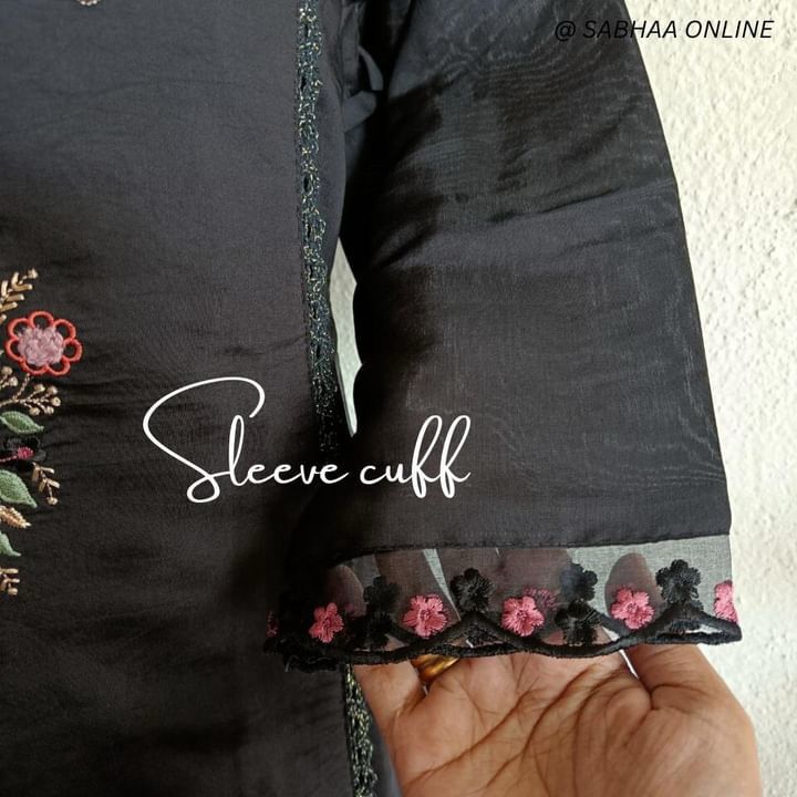 Salma - Black Viscose Silk Festive Kurti 3pc set