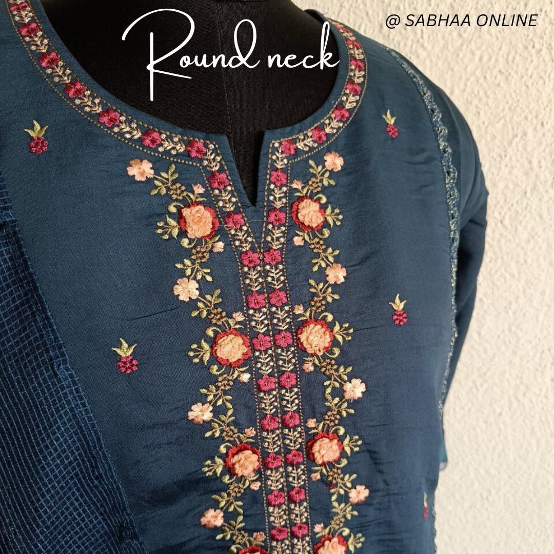 Sriya - Prussian Blue Viscose Silk Festive Kurti 3pc set
