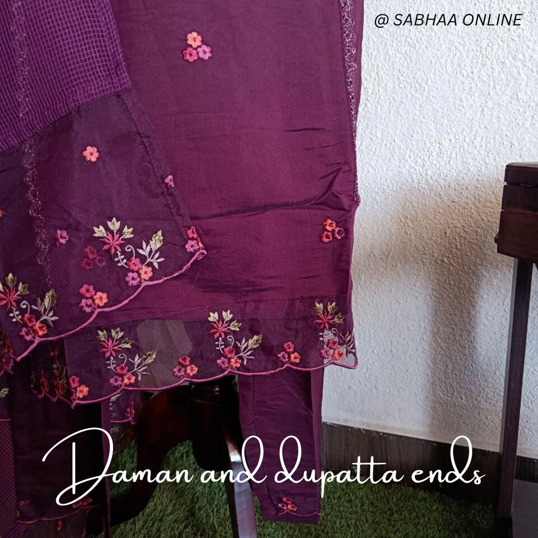 Vadana - Mulberry Purple Viscose Silk Festive Kurti 3pc set