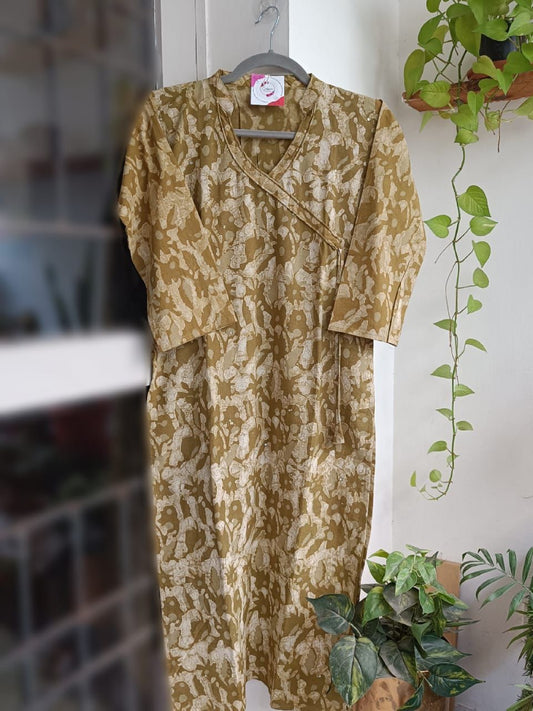 Green Dabu Cotton Kurti