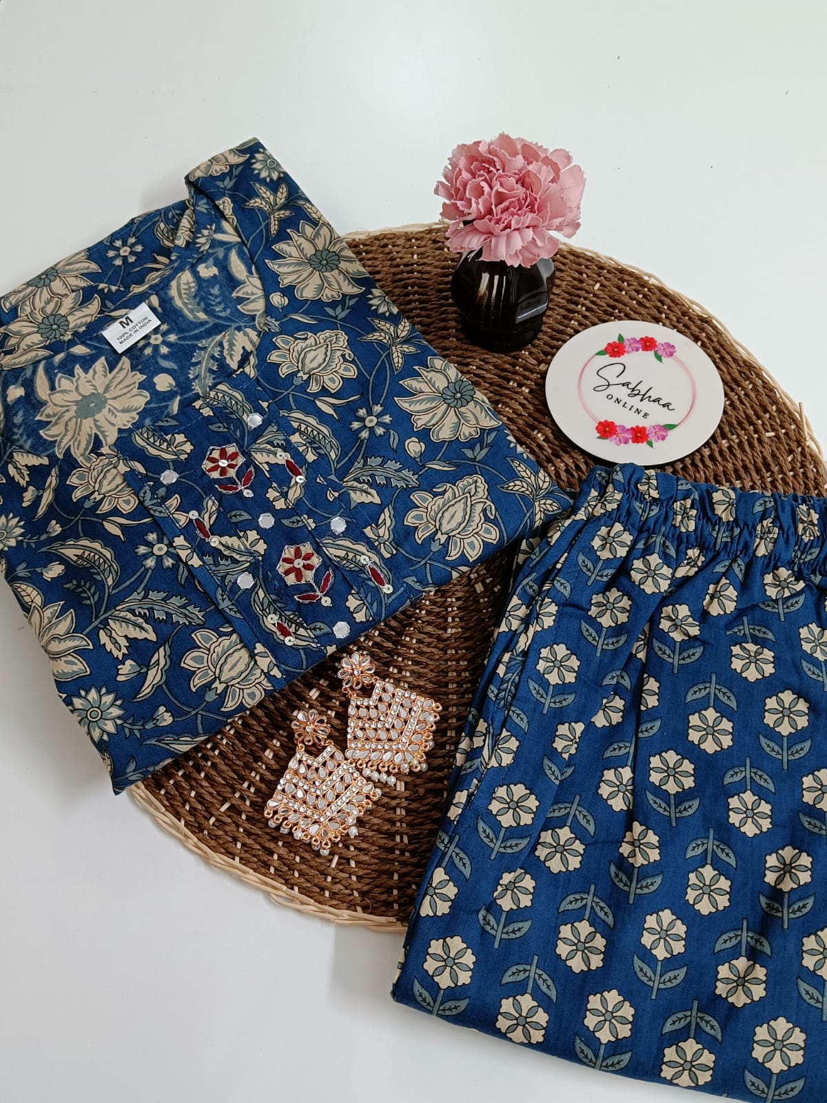 Nila - Blue Cotton Kurti pant set