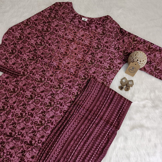 Pink Rayon Kurti Pant set