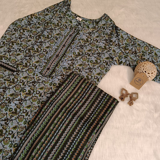 Blue Rayon Kurti pant set