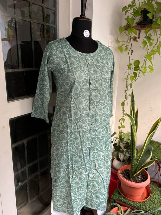 Teal Rayon Single Kurti