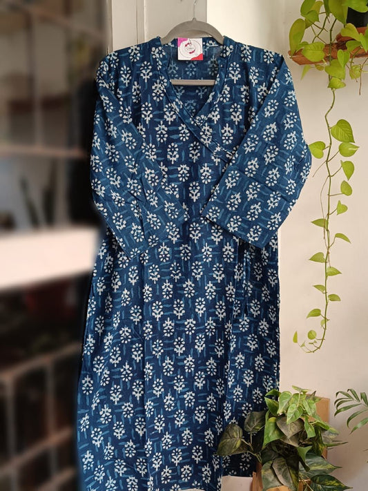 Blue (Phool) Indigo Cotton Kurti