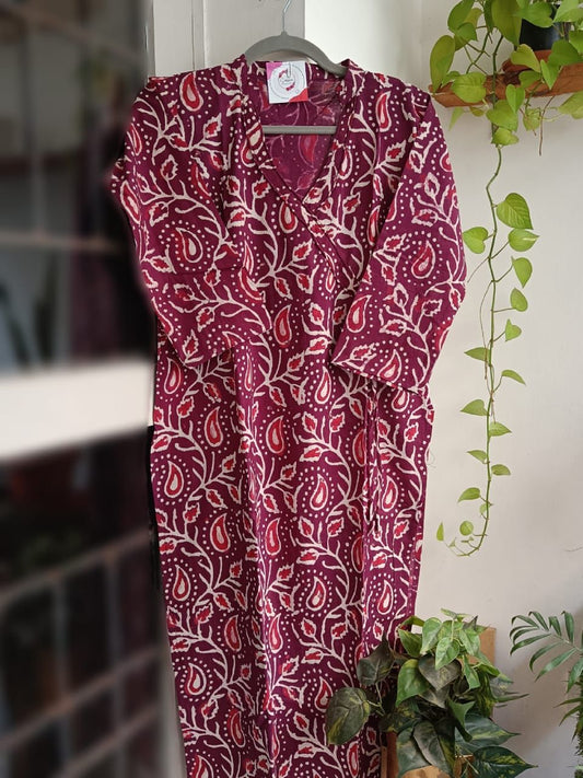 Wine aam Indigo Cotton Kurti