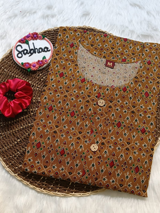 Yellow Prosen Cotton Kurti