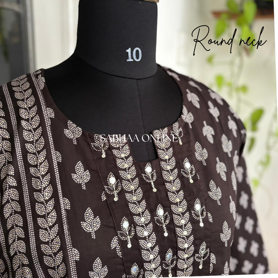 Winnie - Deep Brown Cotton kurti 3pc set