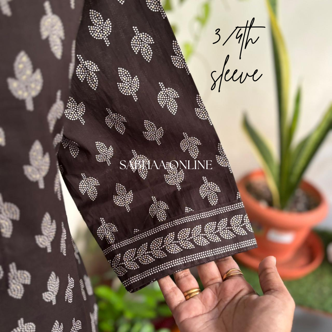 Winnie - Deep Brown Cotton kurti 3pc set